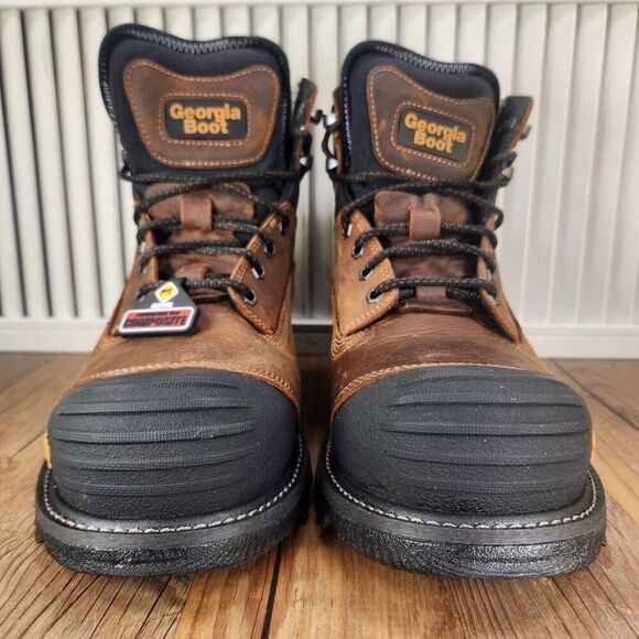 Georgia Boot GB00284 6" Rumbler Mens 9 Wide Brown Waterproof Comp Toe Work Boots - Picture 3 of 13